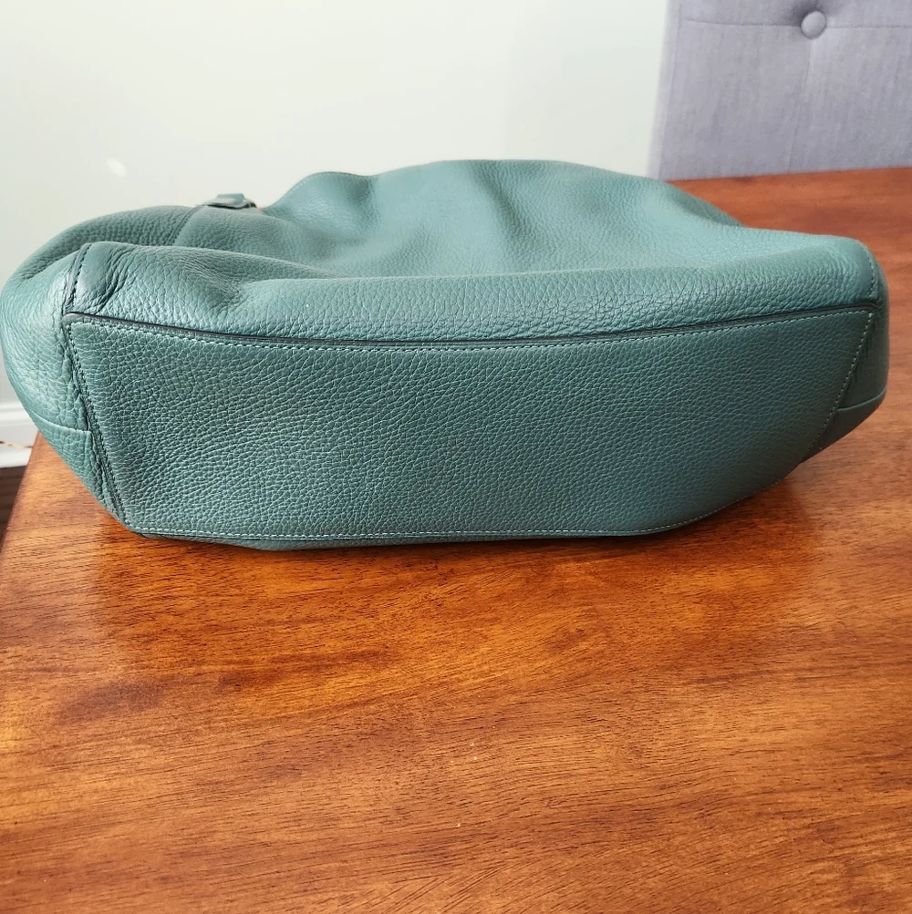 Coach Hallie Pebbled Leather Hobo Shoulder Bag In Teal - Picture 6 of 15